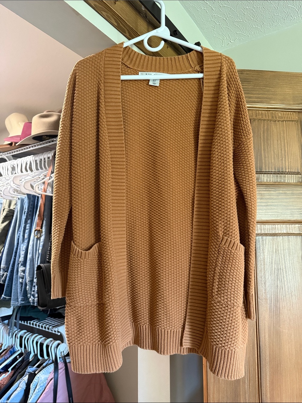 Max Studio Cozy Open-Front Women's Cardigan Sweater - Camel